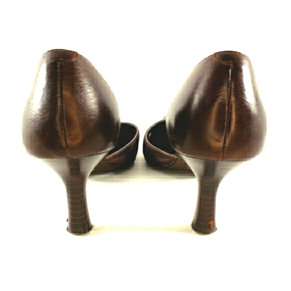 Aldo Kitten Chocolate Leather Pointy Toe Heels/Pumps. Woman's Size 37 6.5 M - Picture 5 of 9